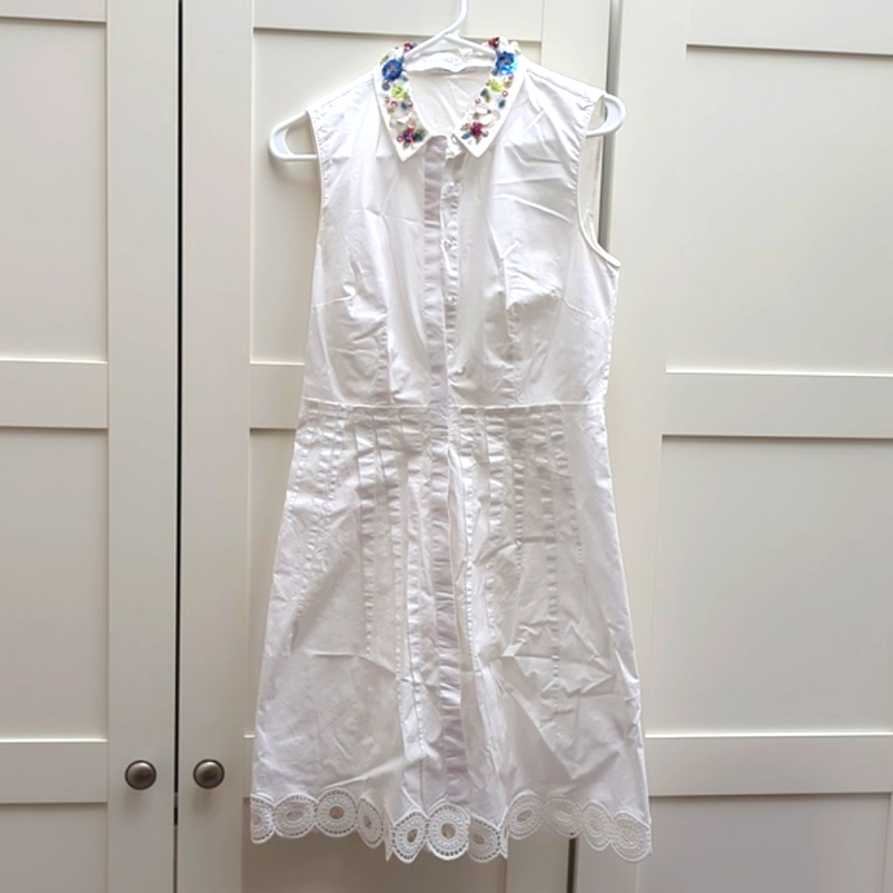 T Tahari Embellished Collar Dress